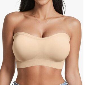 NWT Beige Strapless Bandeau Bra Size Large